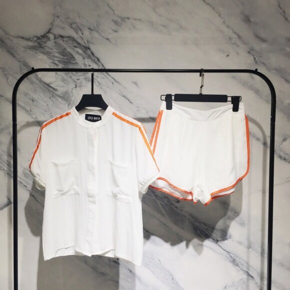 White Buttondown Shirt & Shorts Set - Picture 1 of 7